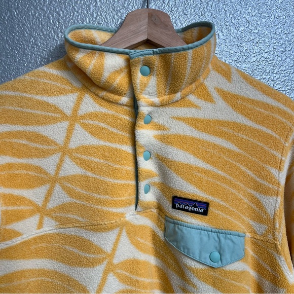 Patagonia Eucalyptus Fronds Vela Peach Synchilla Snap-T Fleece Pullover Medium - Picture 6 of 6